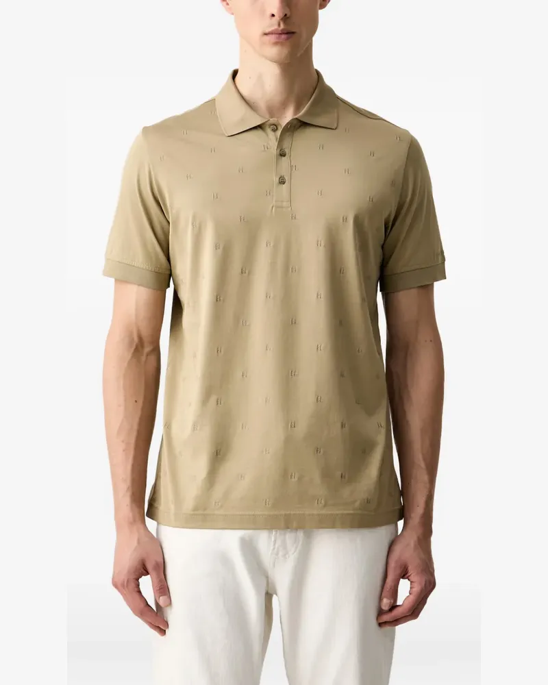 Karl Lagerfeld monogram-embroidered polo shirt - Nude Nude