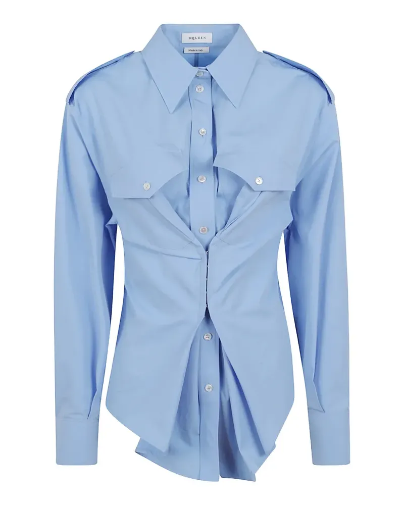 Alexander McQueen corset-style epaulette shirt - Blau Blau