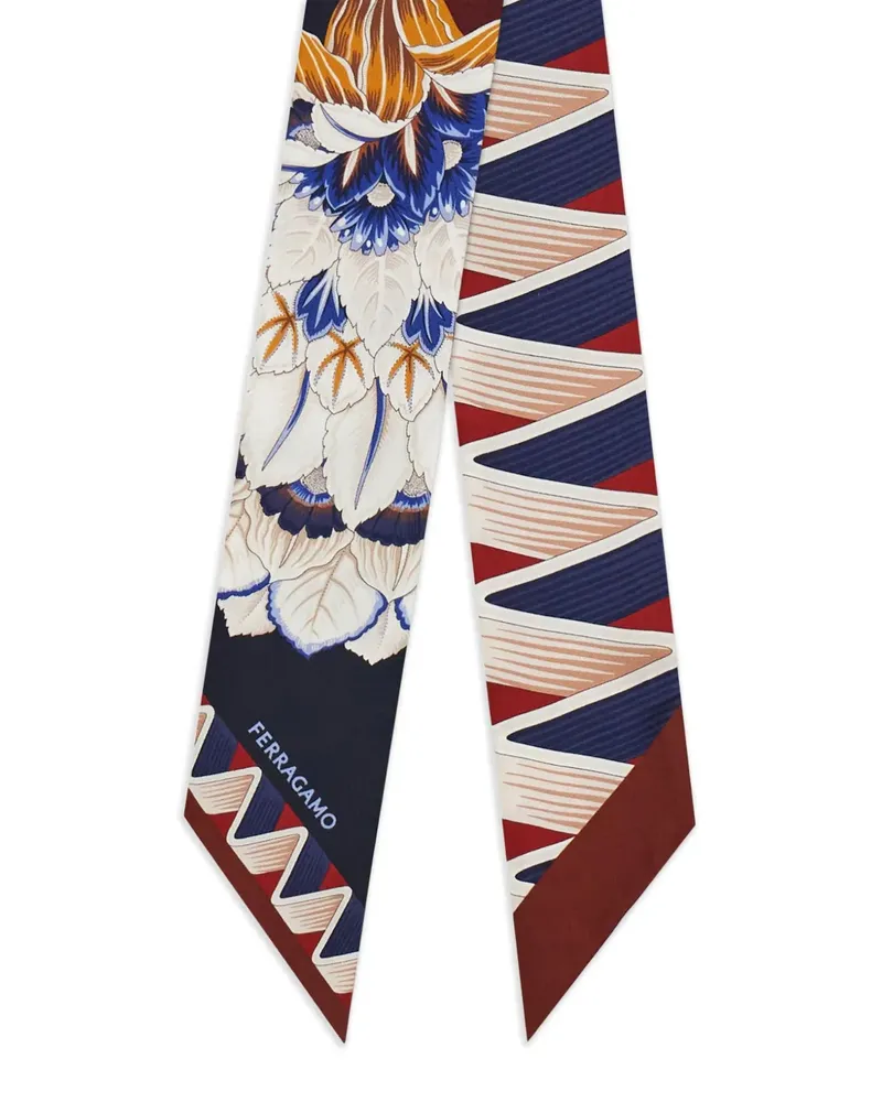 Ferragamo Seidenschal mit Blumen-Print - Blau Blau