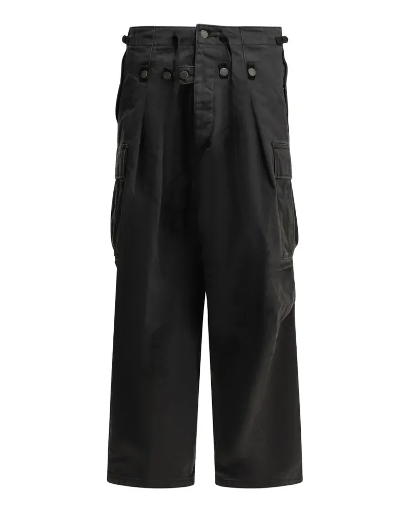 KAPITAL button-detail cargo pants - Schwarz Schwarz
