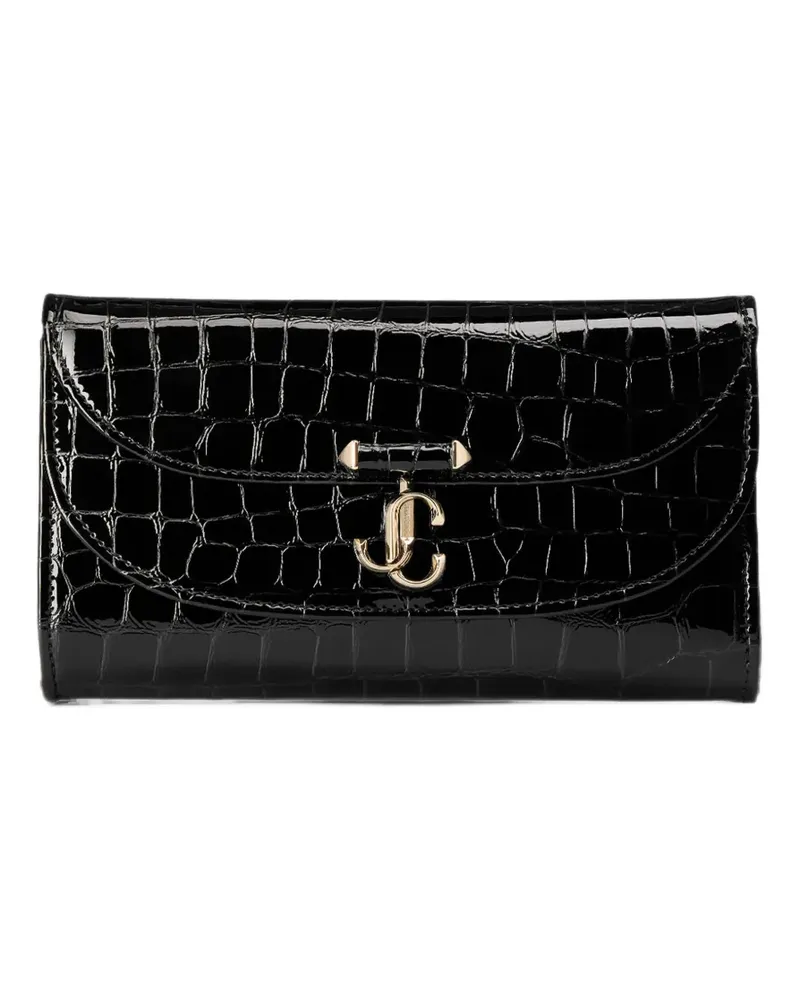 Jimmy Choo Avenue Curve Clutch mit Kroko-Effekt - Schwarz Schwarz