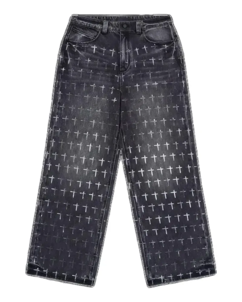 RTA Franco Jeans mit Kreuz-Print - Grau Grau