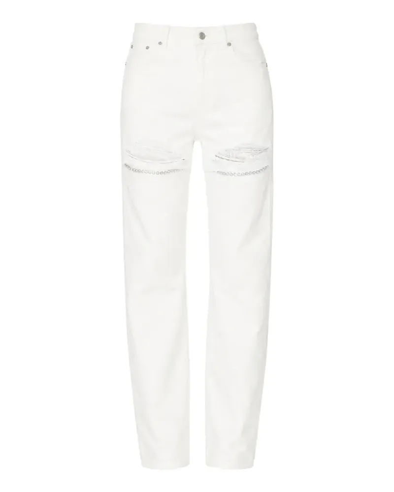 Area crystal-embellished ripped jeans - Weiß Weiß