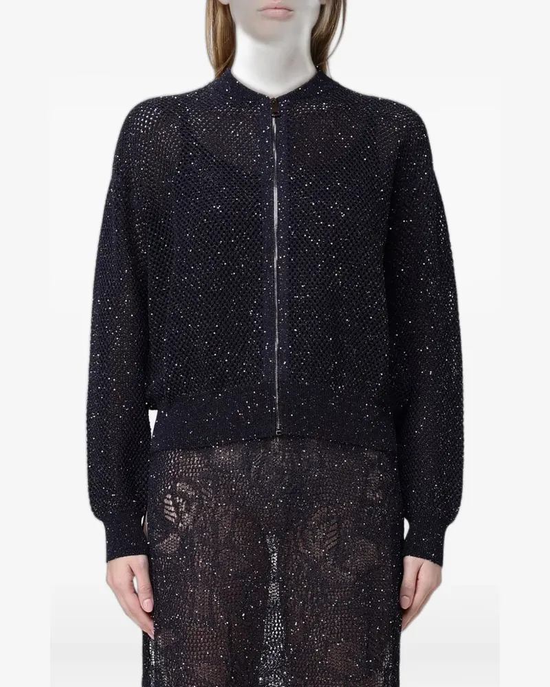 Fabiana Filippi sequin-embellished open-knit cardigan - Blau Blau