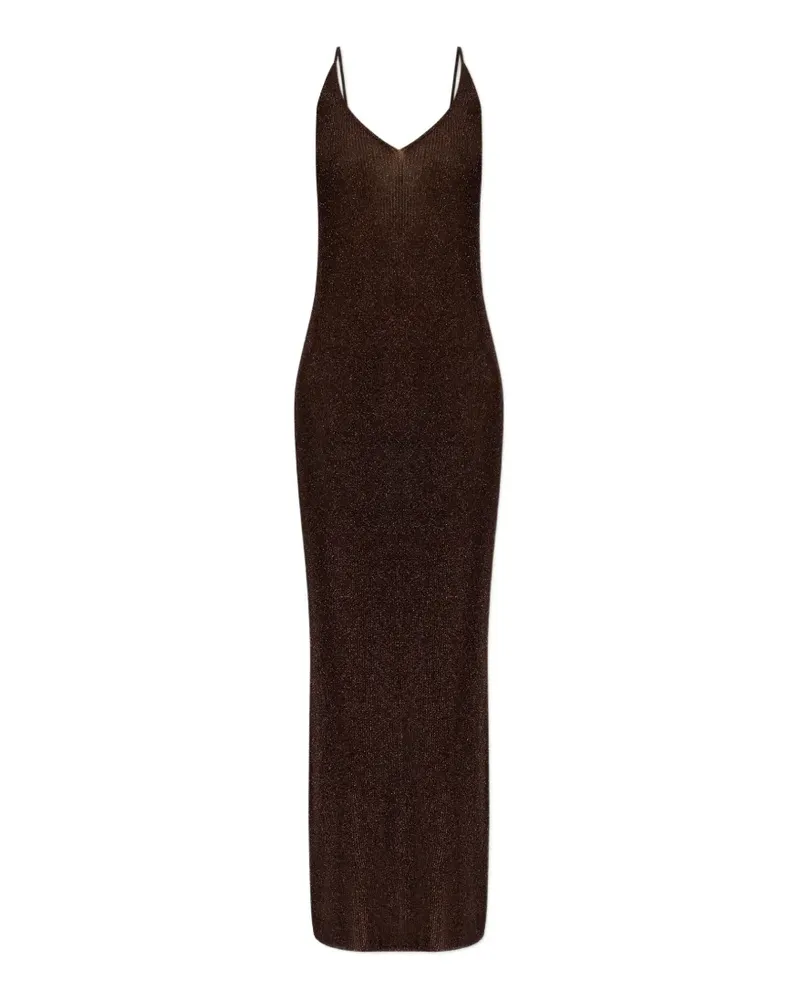 Gestuz metallic-effect ribbed-knit dress - Braun Braun