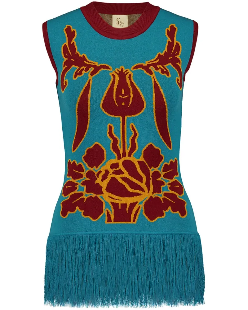 PAULA Jacquard-Top mit Logo - Blau Blau