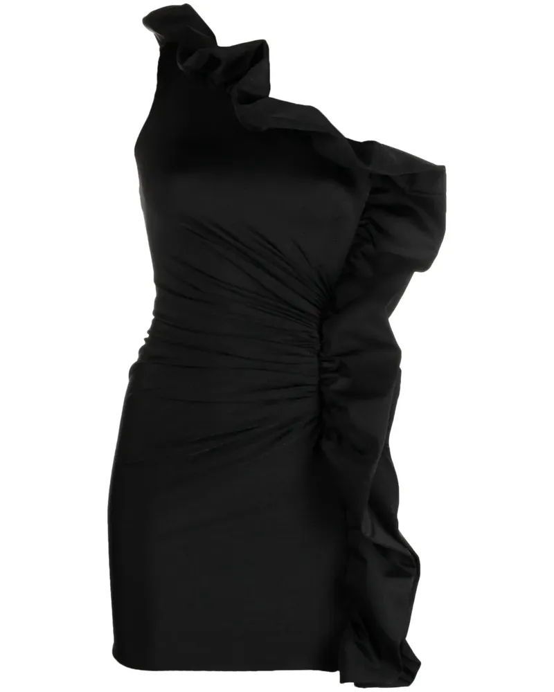 Amen Einschultriges Kleid mit Rüschen - Schwarz Schwarz