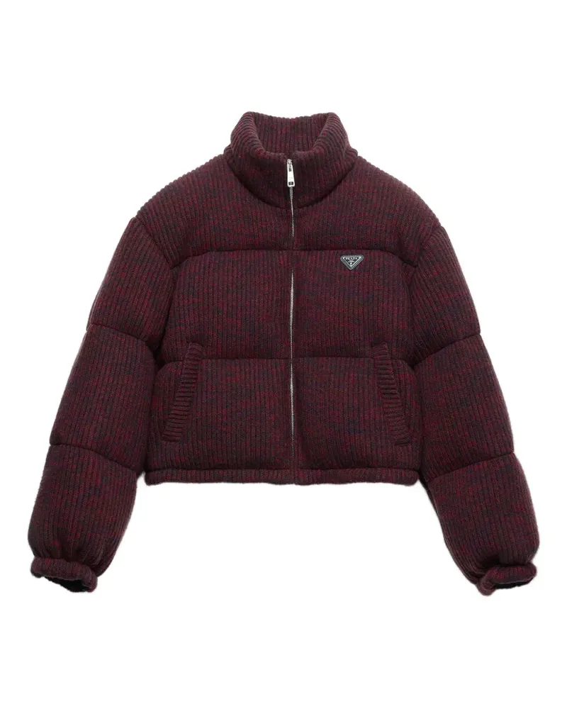 Prada Gerippte Daunenjacke - Rot Rot