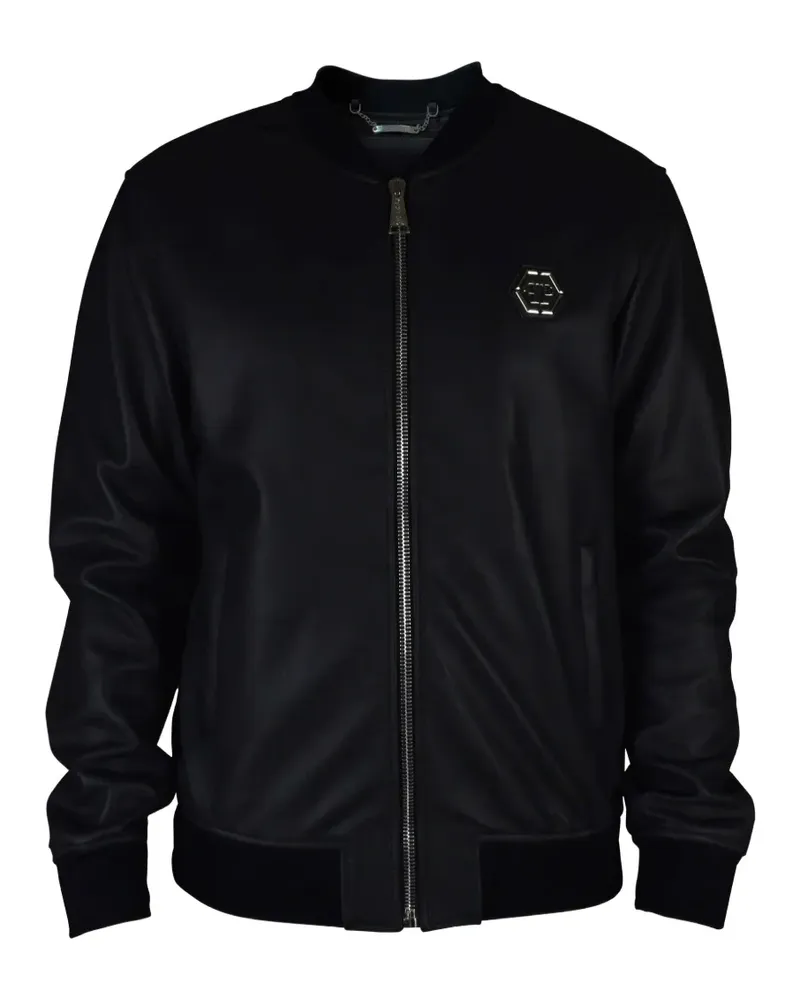 Philipp Plein Bomberjacke mit Logo-Schild - Schwarz Schwarz
