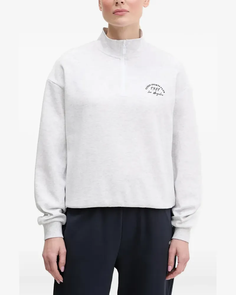 Guess logo-print quarter-zip sweater - Grau Grau