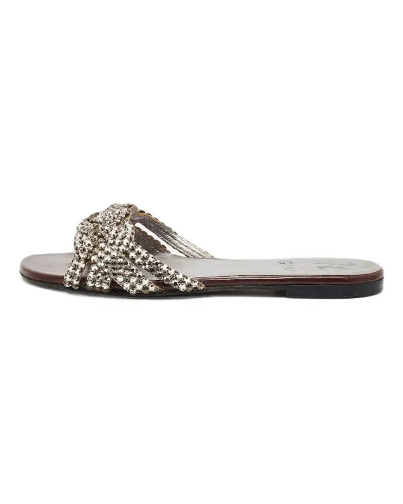 Gina Crystal-embellished croc-print sandals - Silber Silber