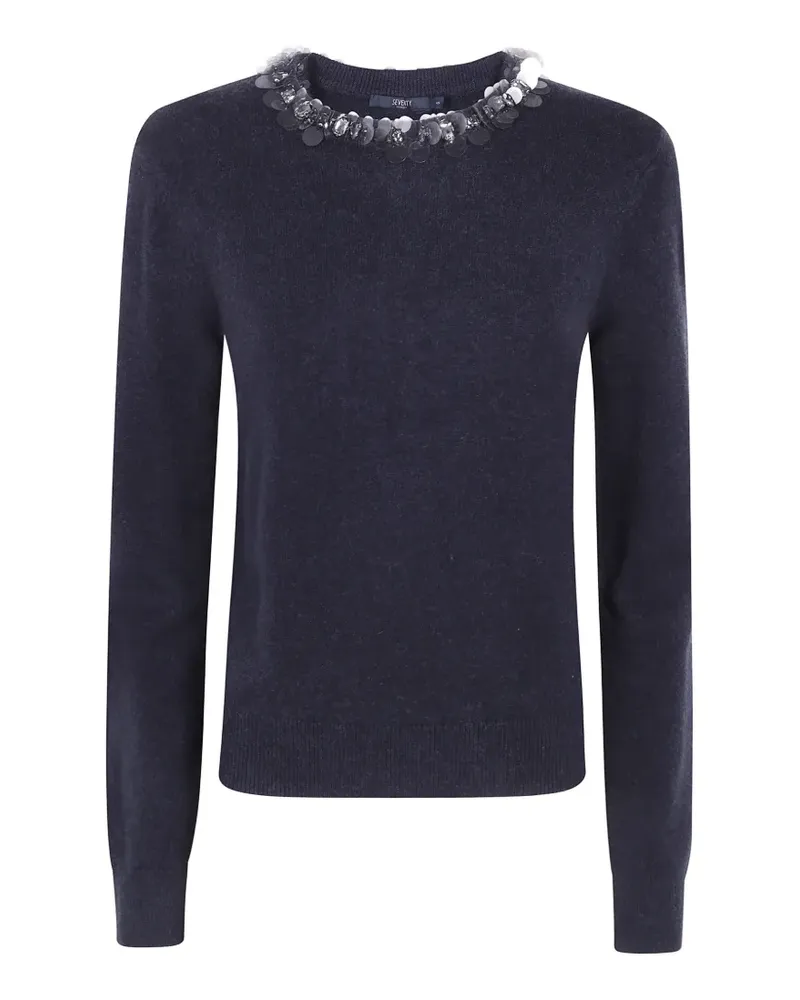 Seventy Pullover mit Pailletten - Blau Blau