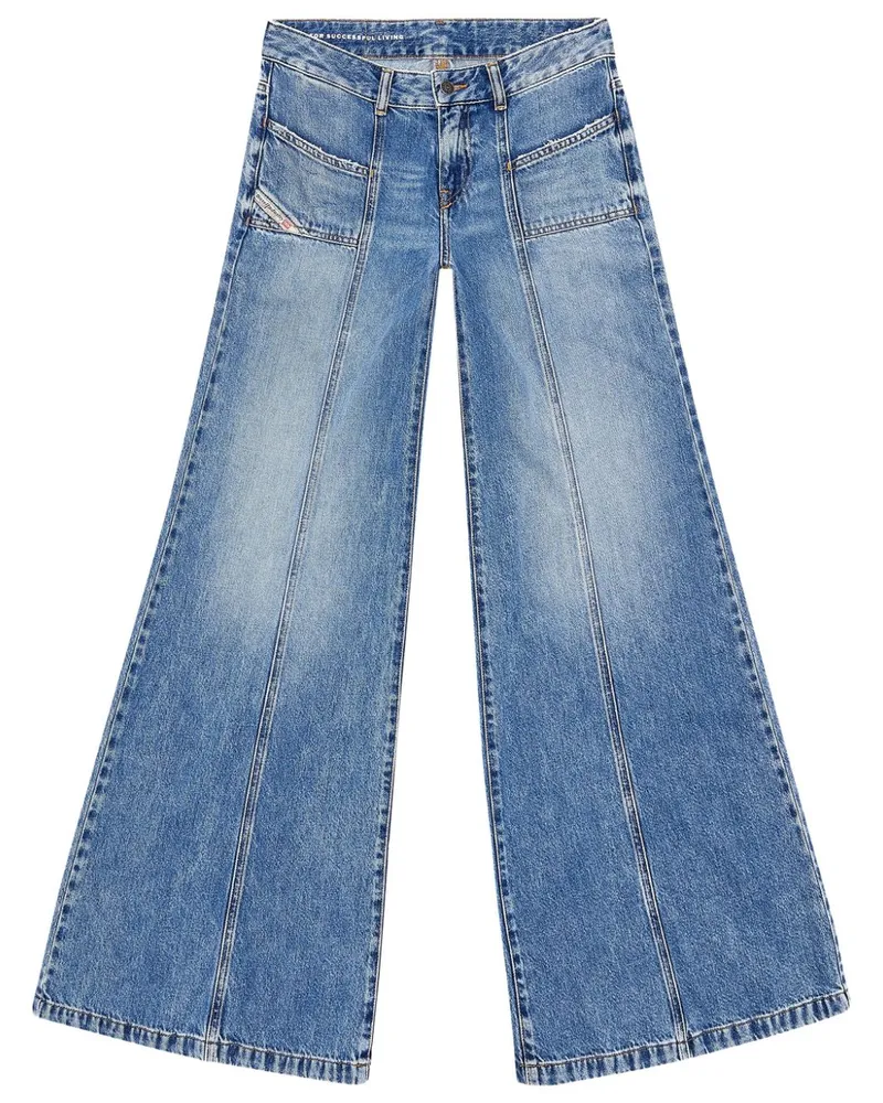 Diesel Halbhohe D-Akki Bootcut-Jeans Blau