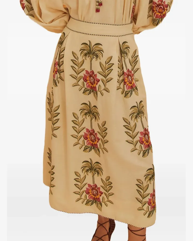 FARM Rio Maxirock mit Tropical Flower-Stickerei - L0029-BEIGE/NATURALS L0029-beige