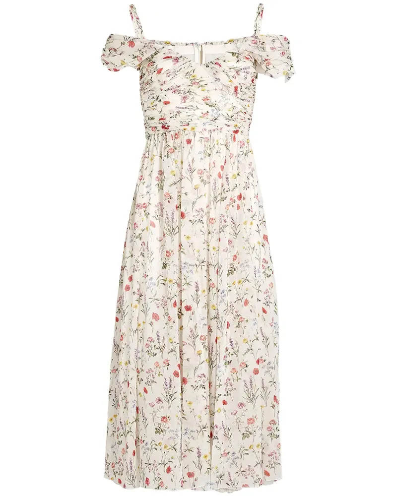 Giambattista Valli Georgette-Kleid mit Impressionist-Print - Weiß Weiß