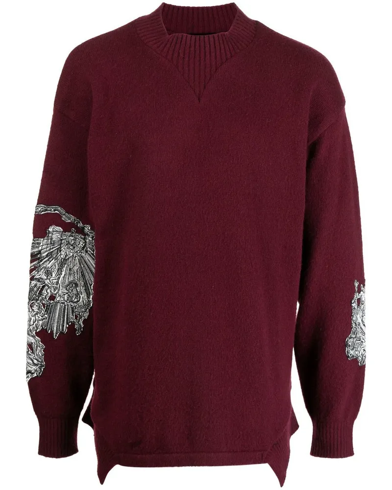 SONGZIO Bestickter Pullover mit rundem Ausschnitt - Violett Violett