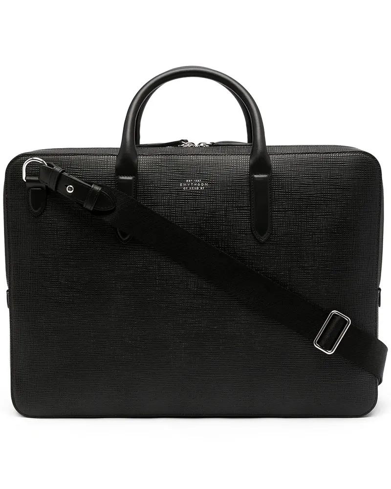 Smythson Laptoptasche aus strukturiertem Leder - Schwarz Schwarz