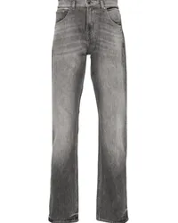 7 for all mankind Halbhohe Check Off Straight-Leg-Jeans Grau