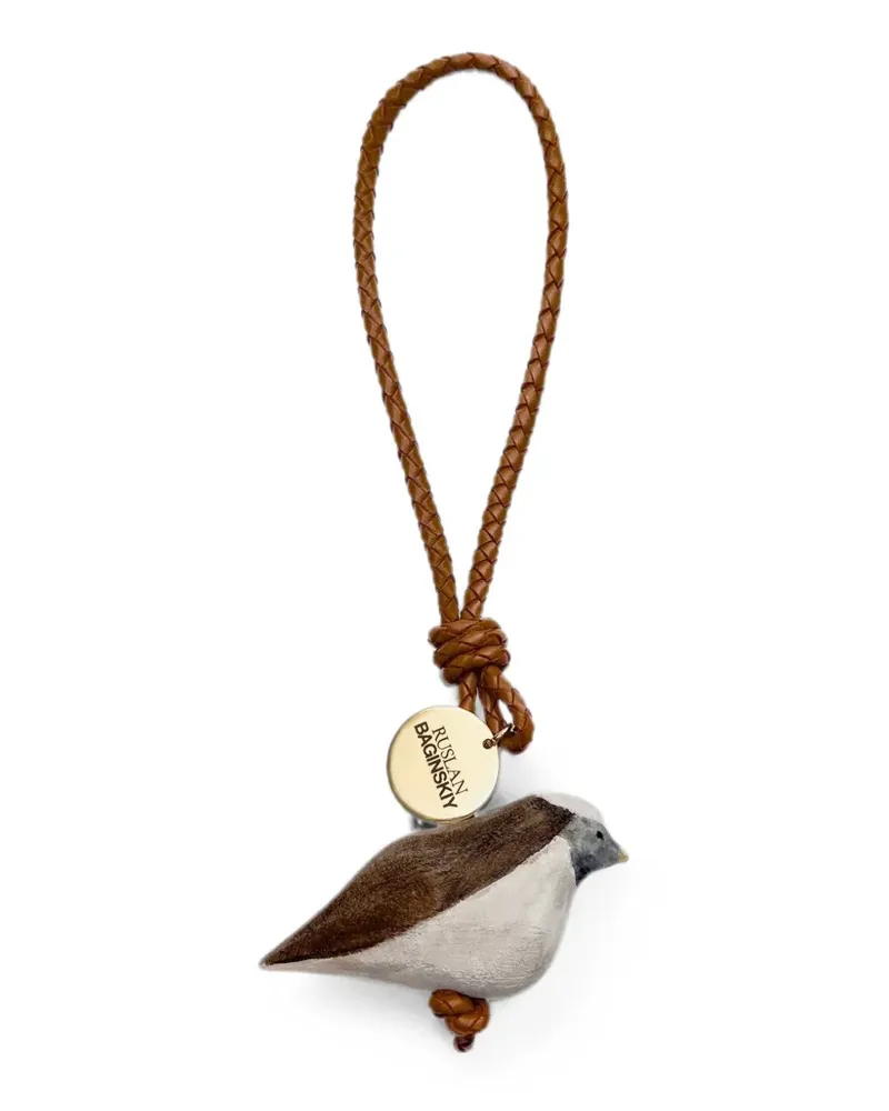 RUSLAN BAGINSKIY Handgeschnitzter Sparrow Taschenanhänger - Braun Braun