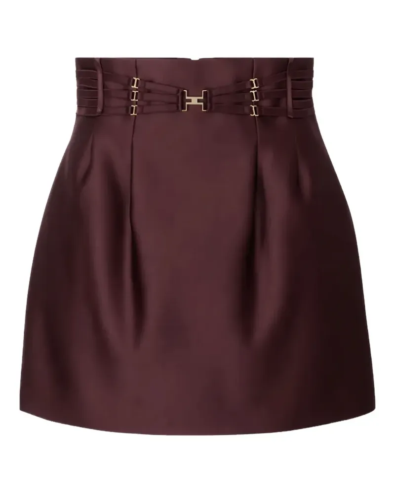 Elisabetta Franchi logo-plaque pleated-detail mini skirt - Braun Braun