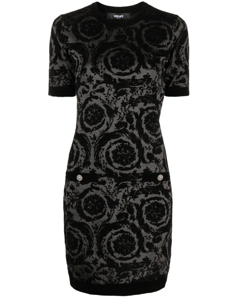 Versace Chenille-Minikleid aus Monogramm-Jacquard - Schwarz Schwarz