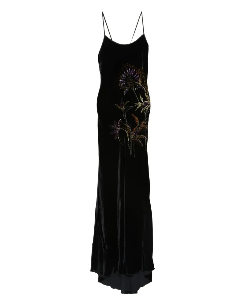 forte_forte Maxikleid mit Blumendetail - Schwarz Schwarz