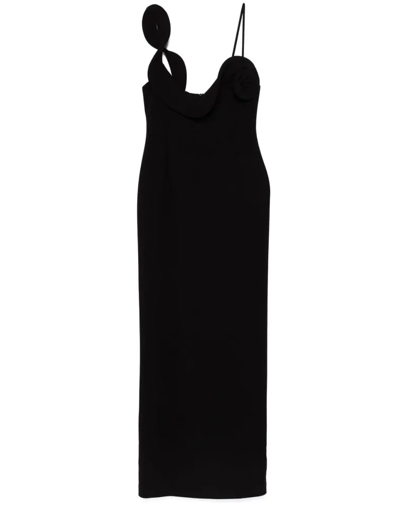Magda Butrym Maxikleid mit Blumenapplikation - Schwarz Schwarz