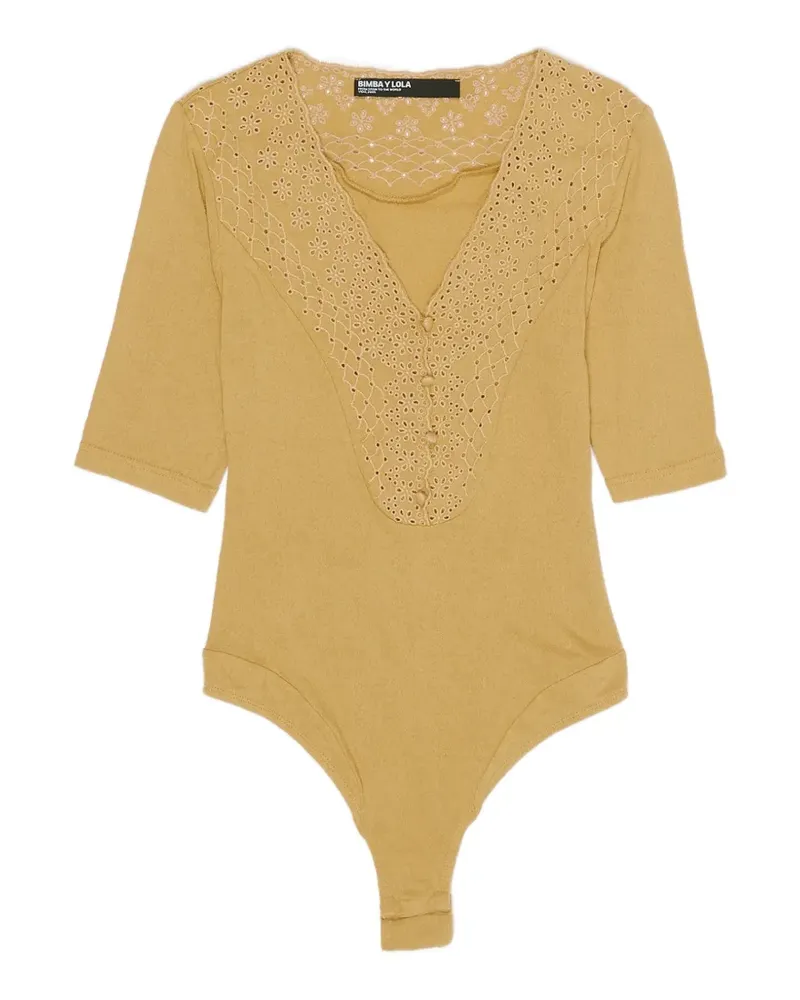 BIMBA Y LOLA broderie-anglaise short-sleeve bodysuit - Gelb Gelb