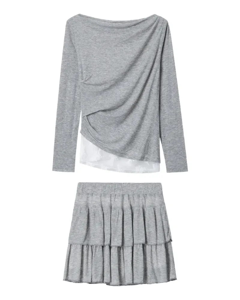 b+ab Minirock mit Rüschen - Grau Grau