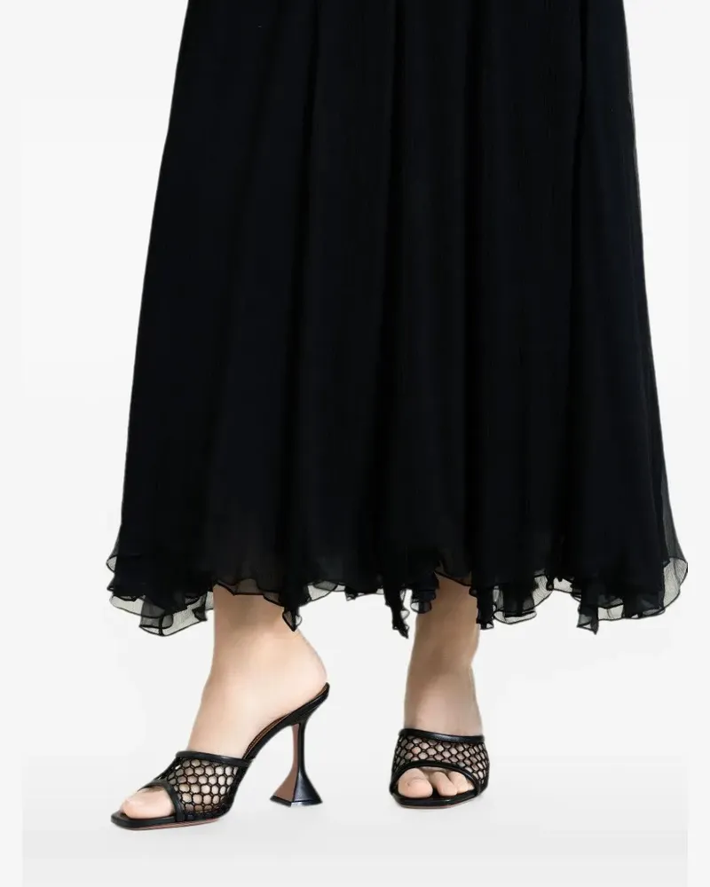 Amina Muaddi Lupita Net Sandalen - Schwarz Schwarz