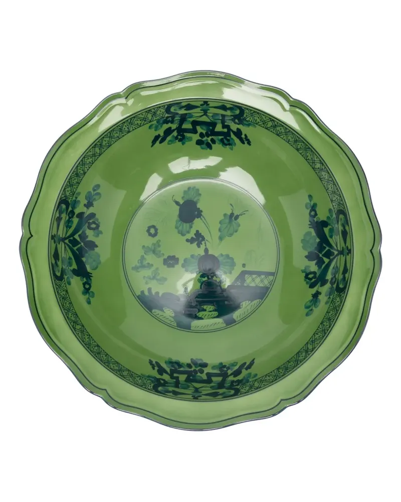 Ginori 1735 Florale Servierschale mit Wellensaum - Grün Grün