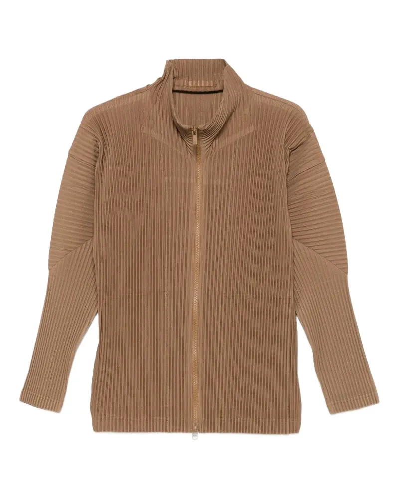 Issey Miyake Plissierte Jacke mit Stehkragen - Braun Braun