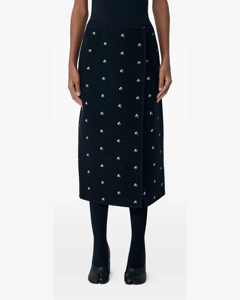 Rier Walker embroidered wrap midi skirt - Schwarz Schwarz