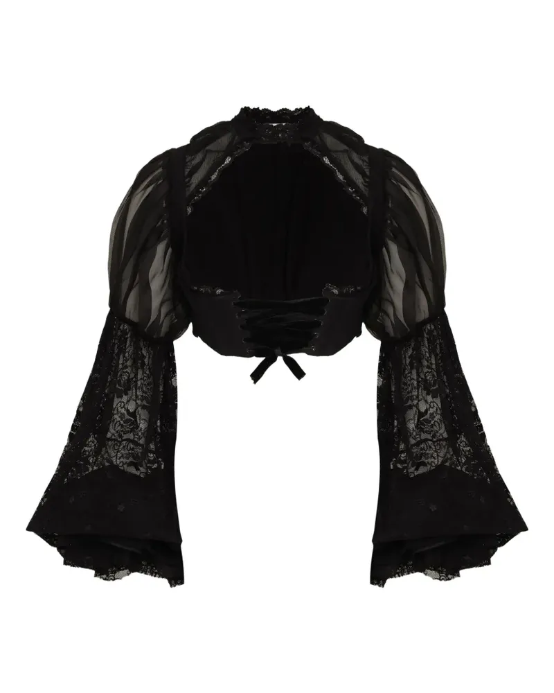 Amir Slama lace puff-sleeve bolero - Schwarz Schwarz