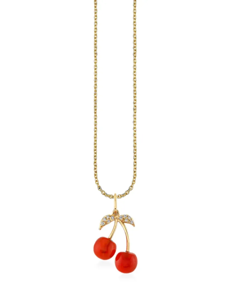 Sydney Evan Diamanthalskette mit Kirschmotiv - Gold Gold