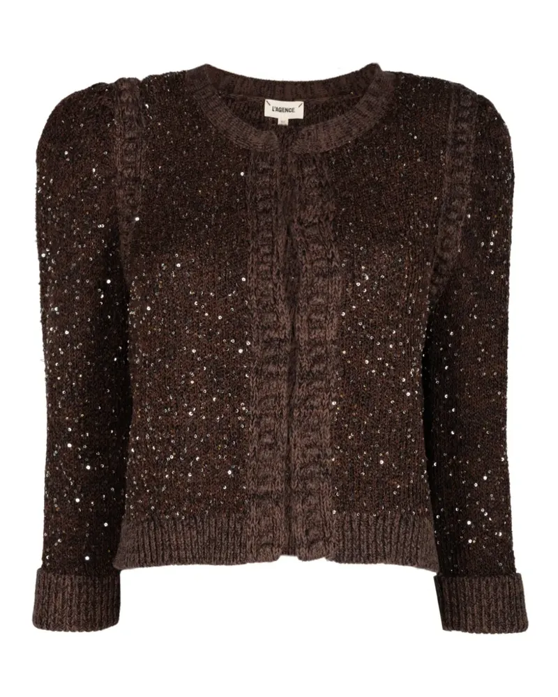 L'Agence Thistle Cardigan mit Pailletten - Braun Braun