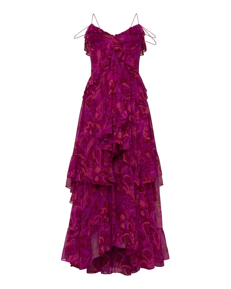 Cinq à Sept Gerüschtes Kleid mit Paisley-Print - Rosa Rosa