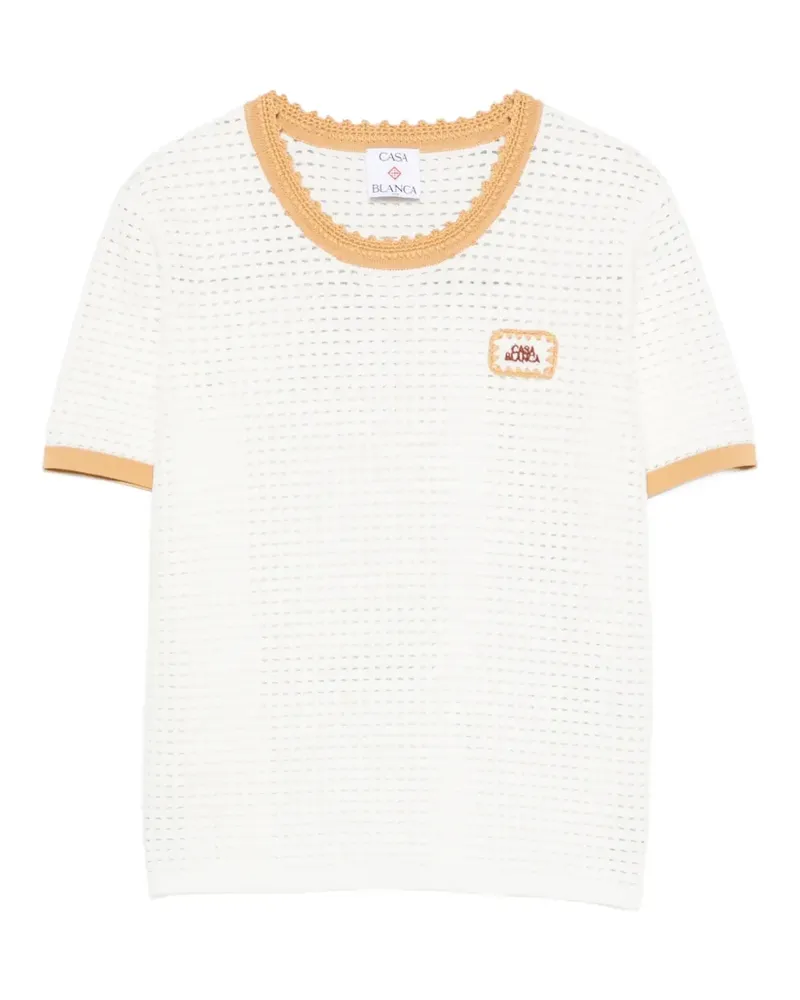 Casablanca Paris T-Shirt mit Logo-Patch - Weiß Weiß