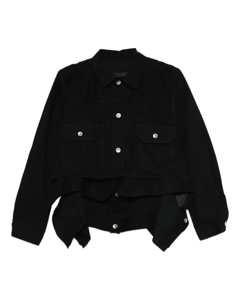 Sacai layered denim jacket - Schwarz Schwarz