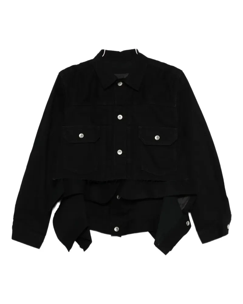 Sacai layered denim jacket - Schwarz Schwarz