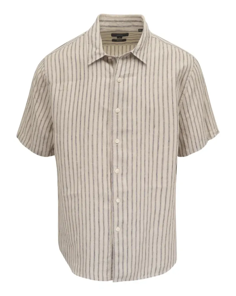 Vince stripe-pattern short-sleeve shirt - Nude Nude