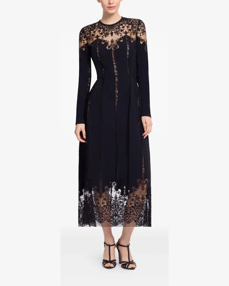 Elie Saab Cady Midikleid - Schwarz Schwarz