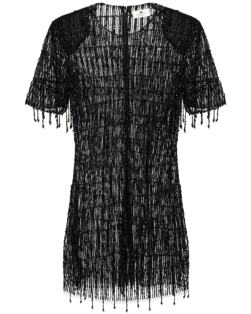 Elisabetta Franchi sequin-embroidered boxy tulle mini dress Schwarz