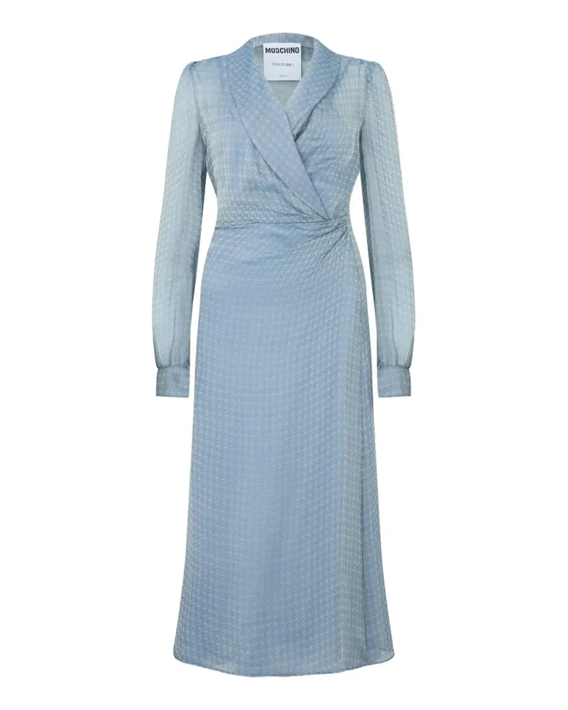 Moschino houndstooth-pattern V-neck maxi dress - Blau Blau