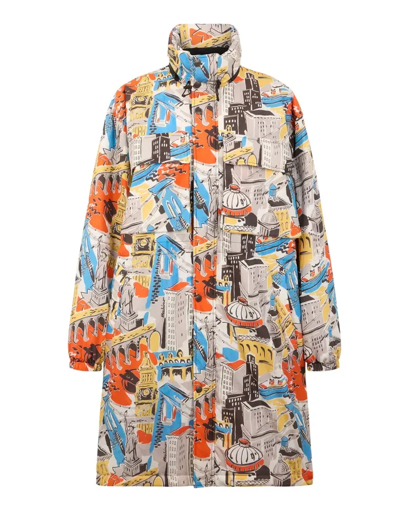 Moschino graphic-print high-neck jacket - Nude Nude
