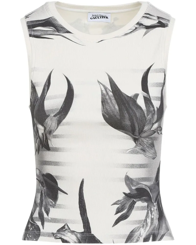 Jean Paul Gaultier Top mit Blumen-Print - Weiß Weiß