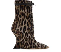 Schnürstiefel mit Leoparden-Print - Braun