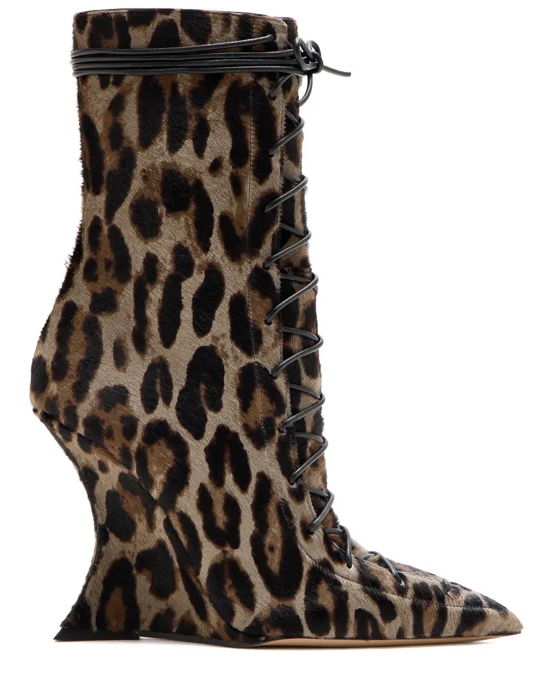 Paris Texas Schnürstiefel mit Leoparden-Print - Braun Braun