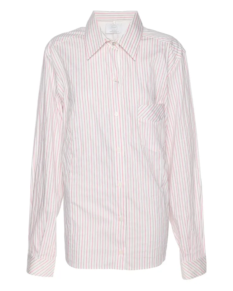 Marina Rinaldi Gestreiftes Hemd mit abnehmbarem Kragen - Weiß Weiß