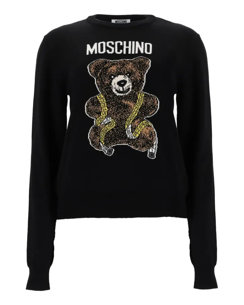 Moschino Intarsien-Pullover mit Teddy - Schwarz Schwarz